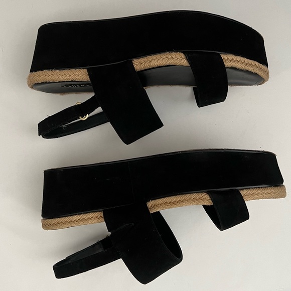Black suede sling back platform with jute trim - Picture 5 of 12